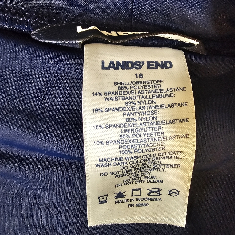 Lands' End Swim Shorts Size 16 Navy Blue Pockets Full Bottom - Picture 7 of 11